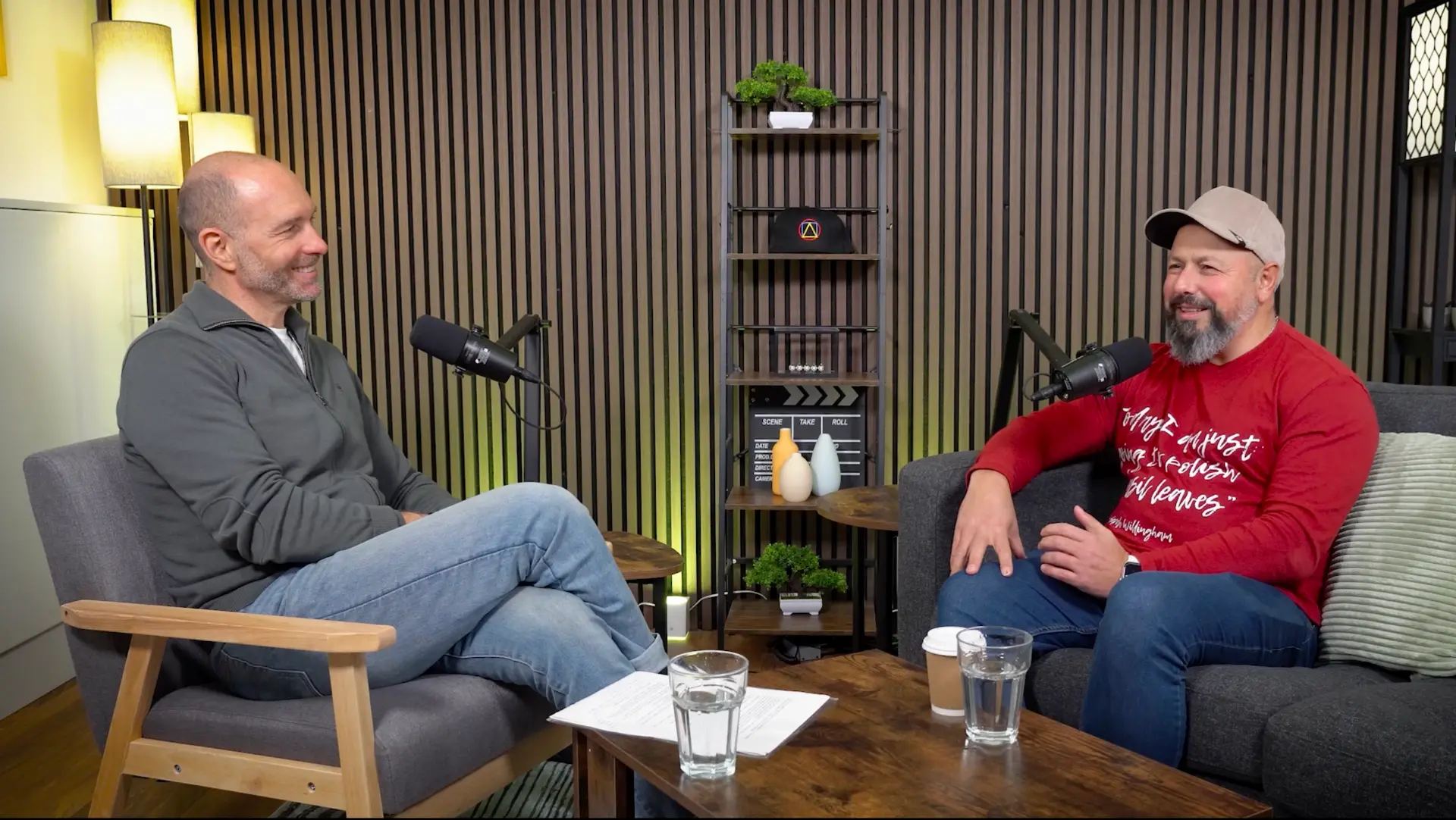 Ashley Usiskin in conversation with Sam Thomas in a podcast studio